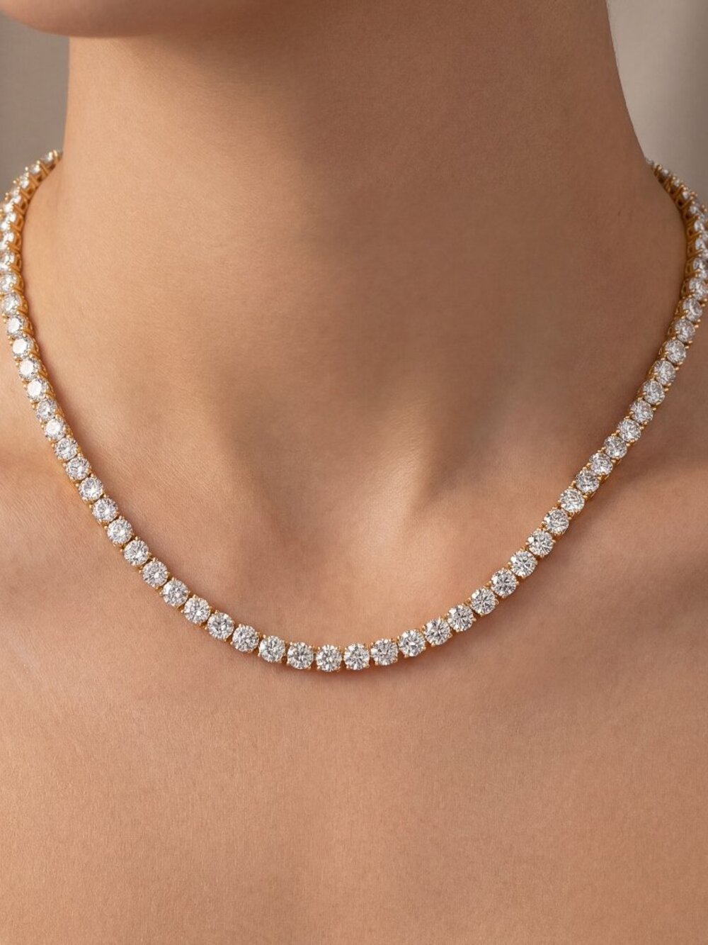 22.00Ct Lab Grown Diamond Tennis Necklace in 14k White Gold